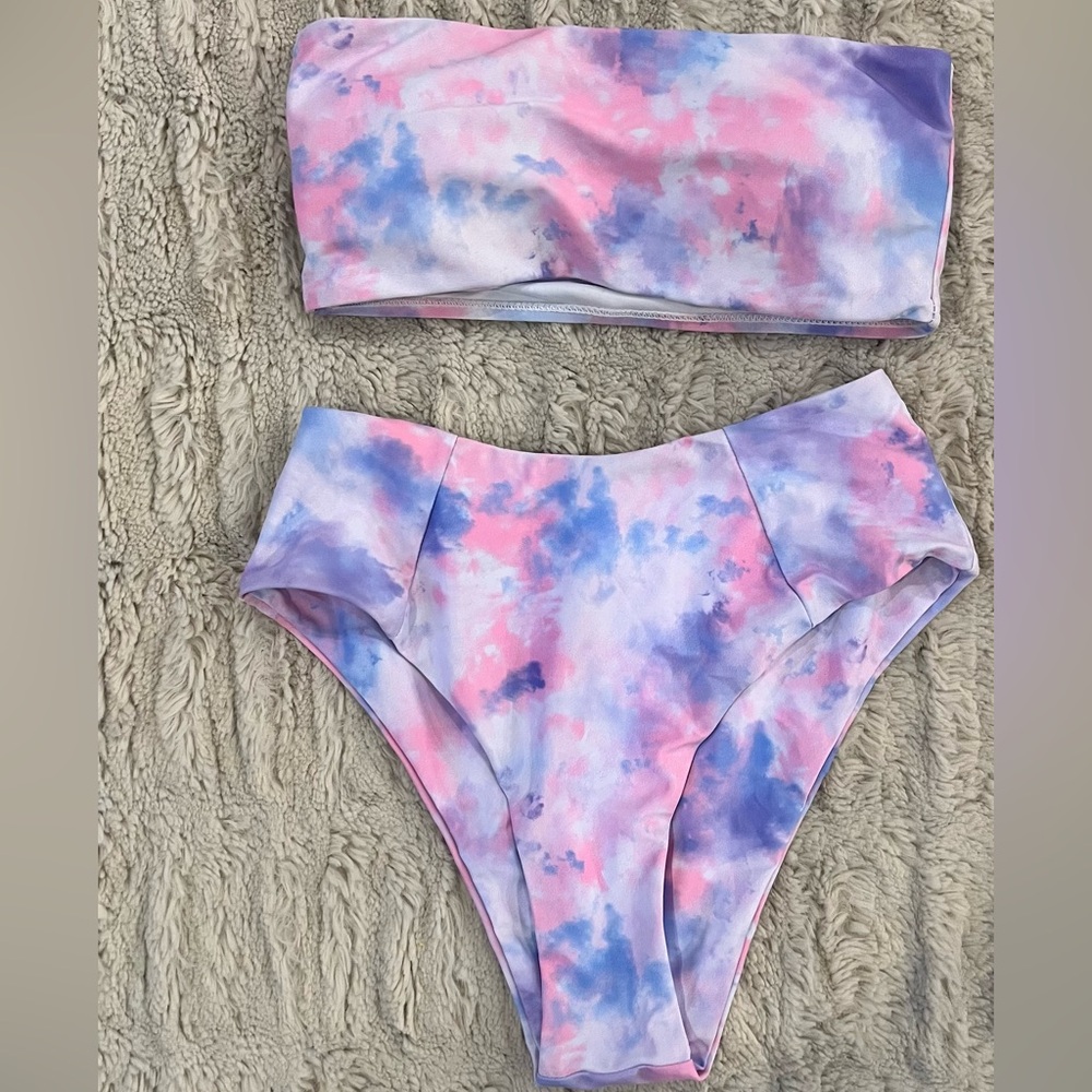 Pink and Blue Tie-Dye Bikini Set